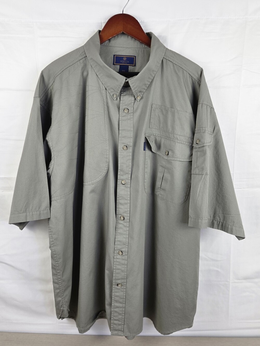Beretta Shooting Shirt Mens 3XL Olive Khaki Short Sleeve Button Down Vented